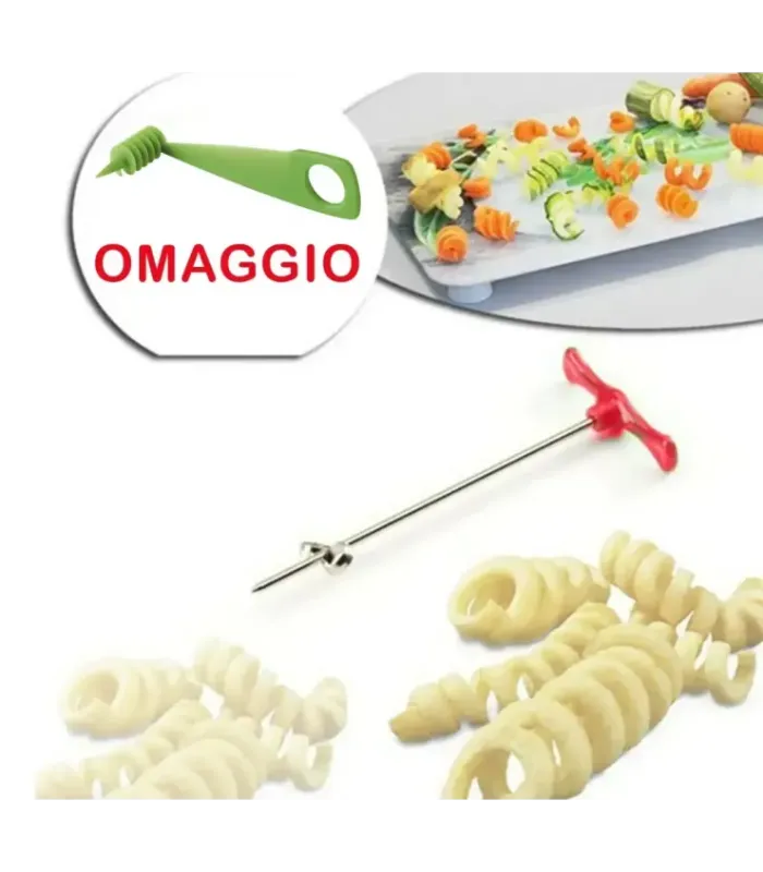 Taglia e Sbuccia Patate a Spirale Ricciolo in Acciaio + Omaggio