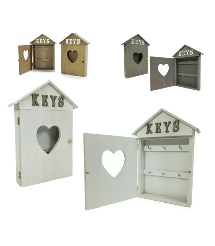 Cassetta Portachiavi da Parete in Legno 6 Posti Stile Shabby Chic
