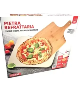 Pietra refrattaria pizza con pala e tagliapizza