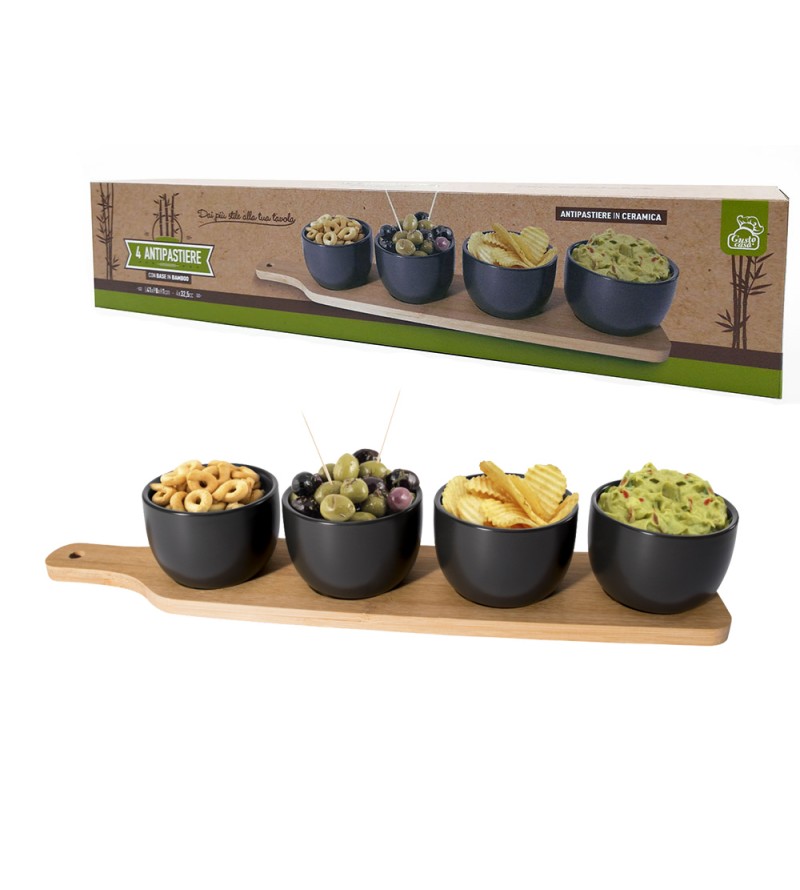 Set aperitivo e antipasti in ceramica e bamboo con vassoio – HomeAmma