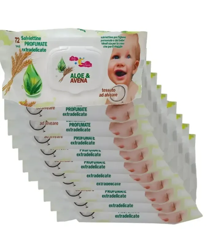 Salviettine Neonato Aloe e Avena Detergenti Umidificate - Mega Scorta