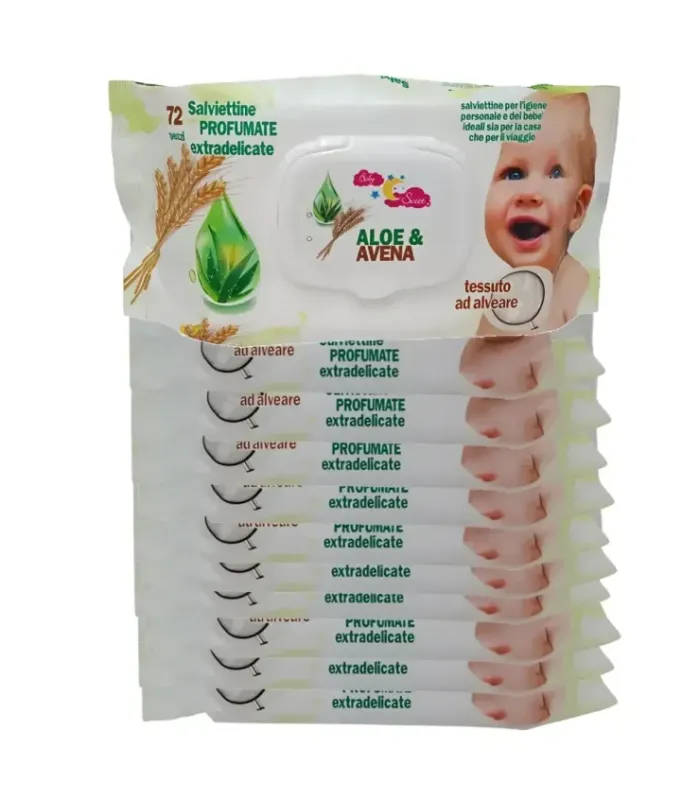 Salviettine Neonato Aloe e Avena Detergenti Umidificate - Mega Scorta