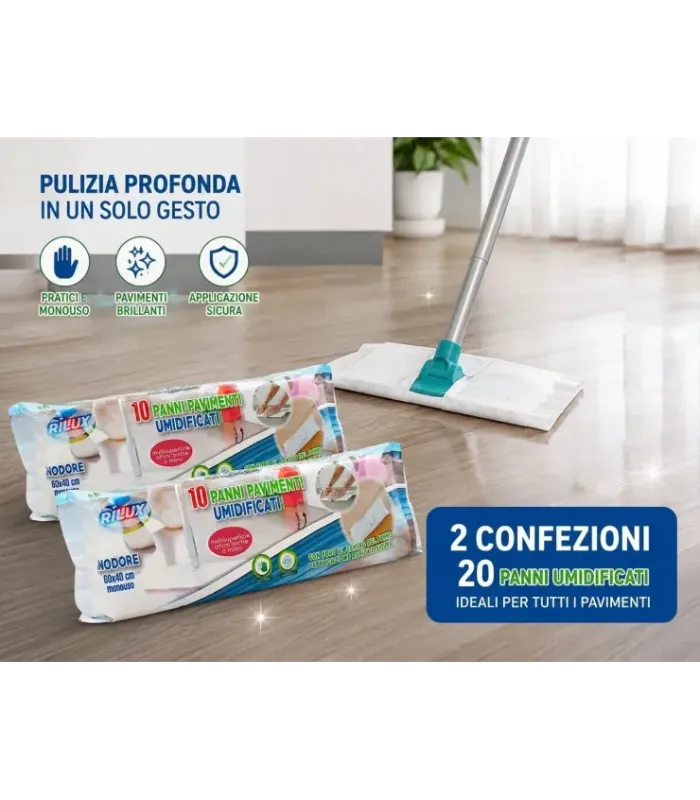 Panni Pavimenti Umidificati RILUX 20 Pezzi