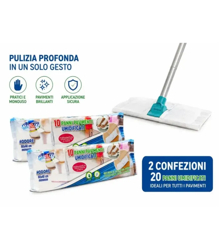Panni Pavimenti Umidificati RILUX 20 Pezzi