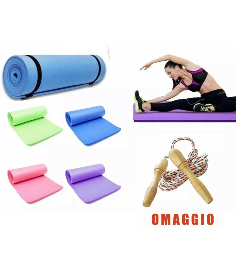 Tappetino yoga Palestra 180x50 tappeto fitness IN OMAGGIO CORDA PER SALTARE